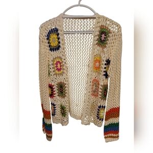 NEW Crochet lightweight Floral Cardigan Sweater Med